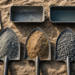 Dosage pelle pour beton : ciment 1, sable 2, gravier 3 (photo pelles)