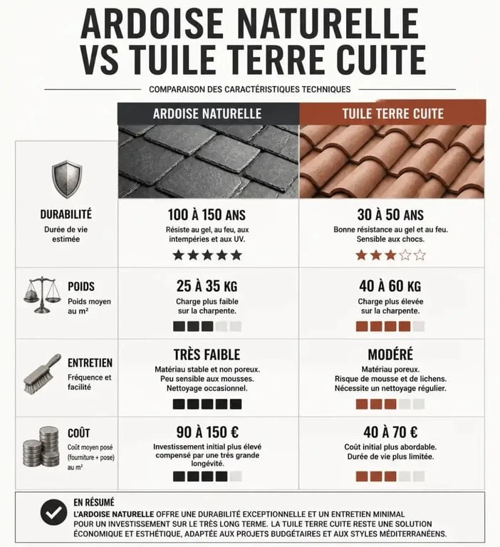 Comparatif technique entre toiture en ardoise et toiture en tuile pour choisir son matériau de couverture