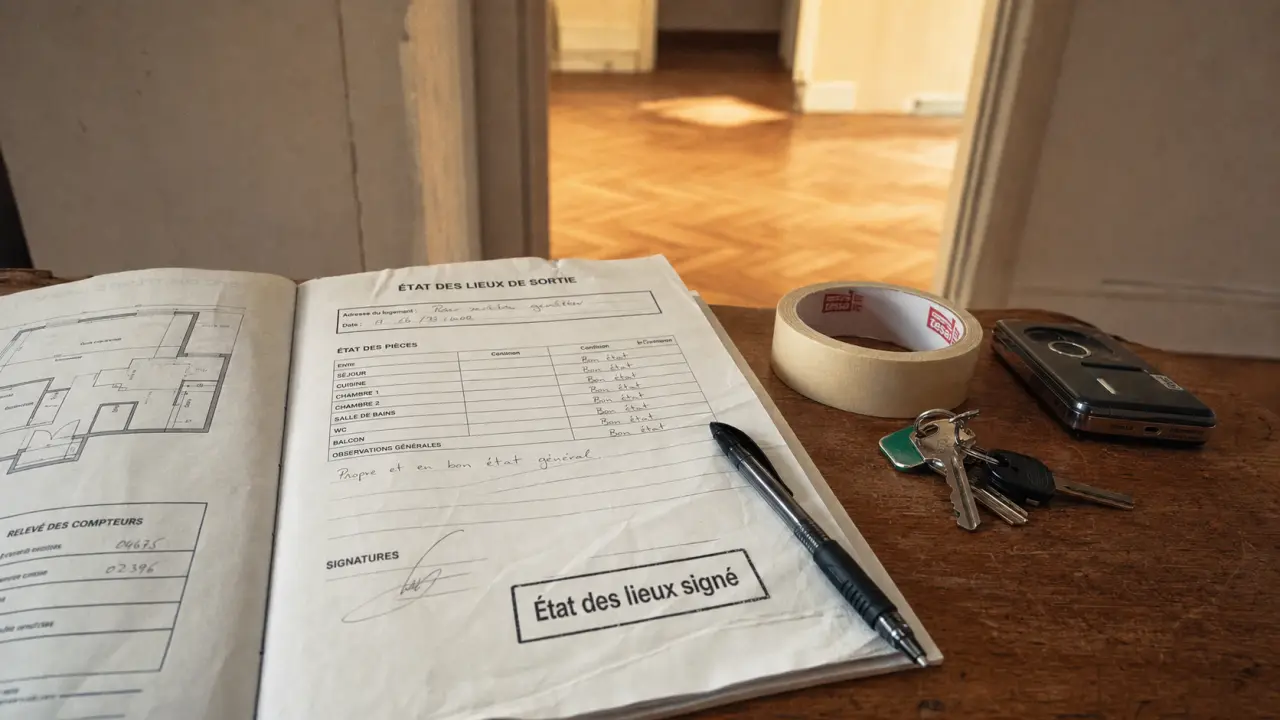 etat lieux sortie : état signé, remise des clés et dépôt de garantie