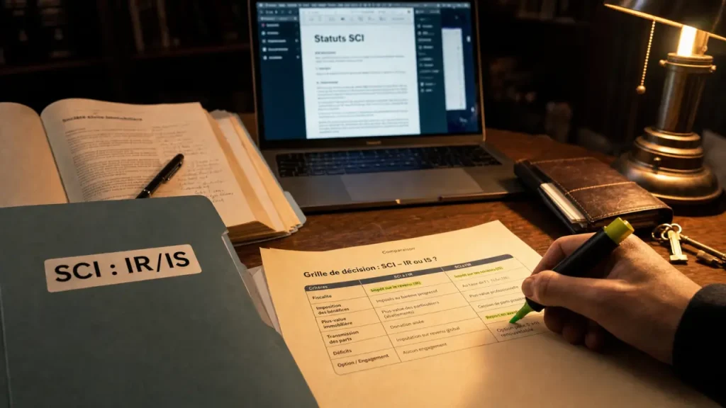 Formation SCI : statuts, fiscalité IR/IS et transmission