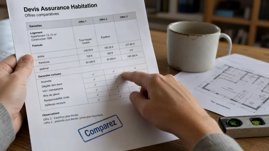 Comparateur assurance habitation moins cher : franchises, plafonds et exclusions à vérifier