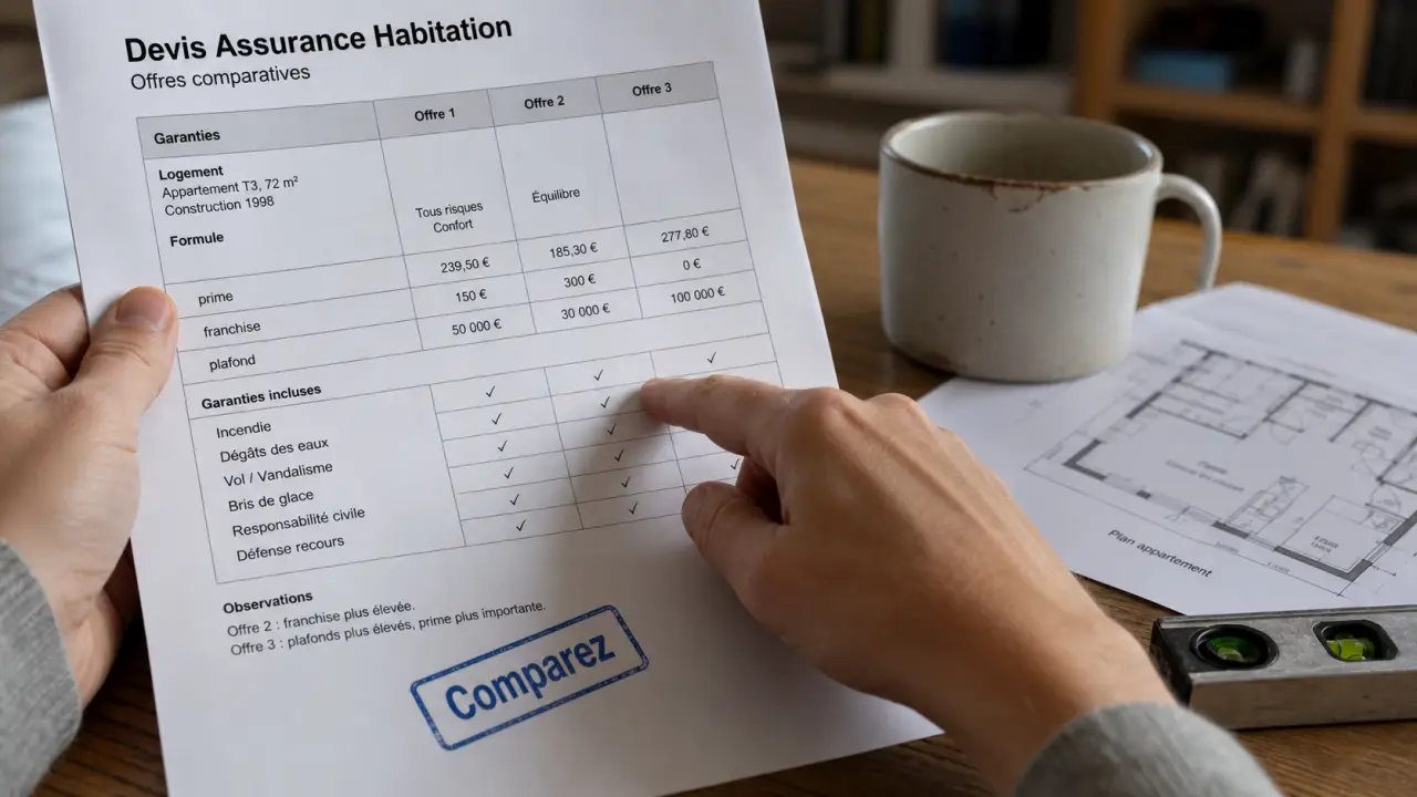 Comparateur assurance habitation moins cher : comparer franchise, plafond et exclusions