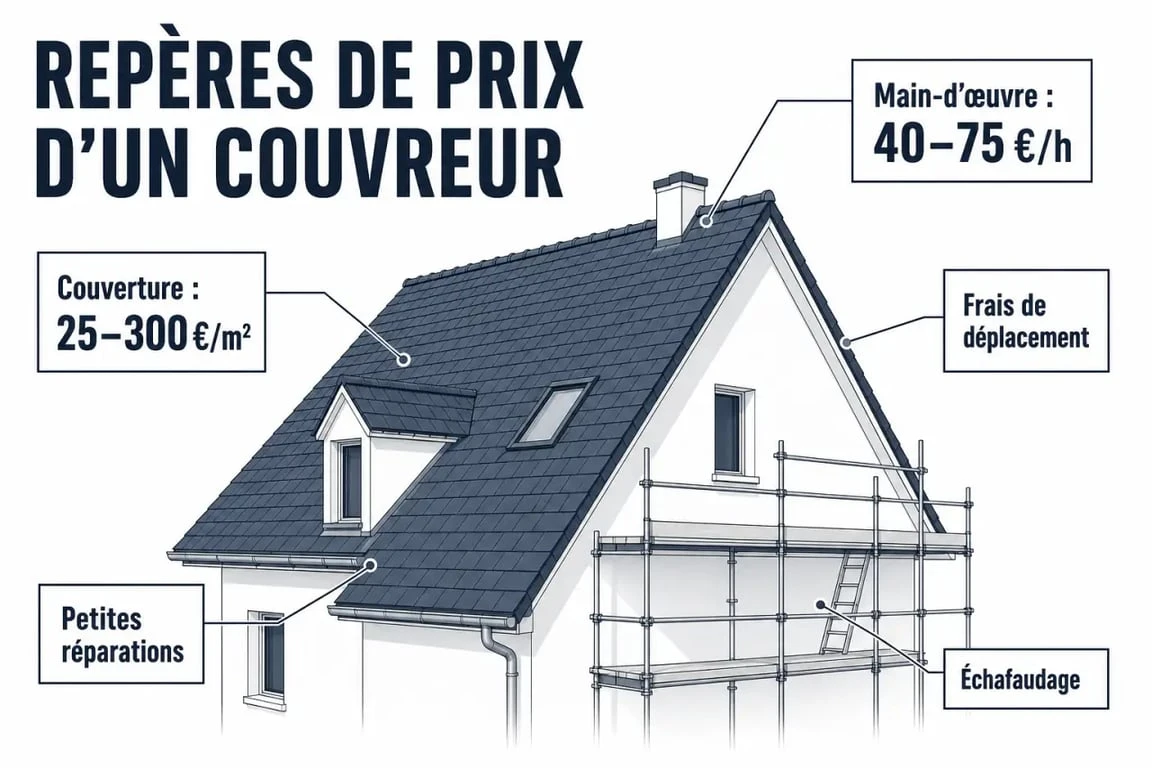Tarif couvreur : repères de prix et frais annexes pour travaux de toiture