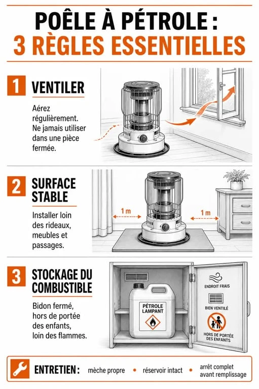 Conseils de sécurité et entretien pour poêle à pétrole