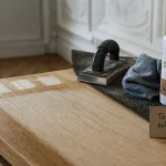 Eclaircir le bois : plateau de chêne après essai d’éclaircisseur