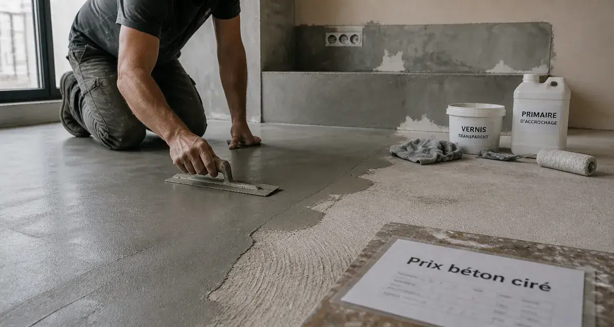 Prix du béton ciré au m2 : pose chantier béton ciré