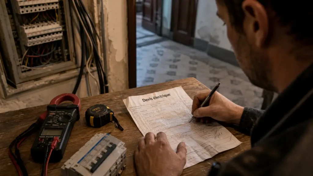 Taux horaire électricien : 35 à 95 € TTC, et les frais qui changent le devis