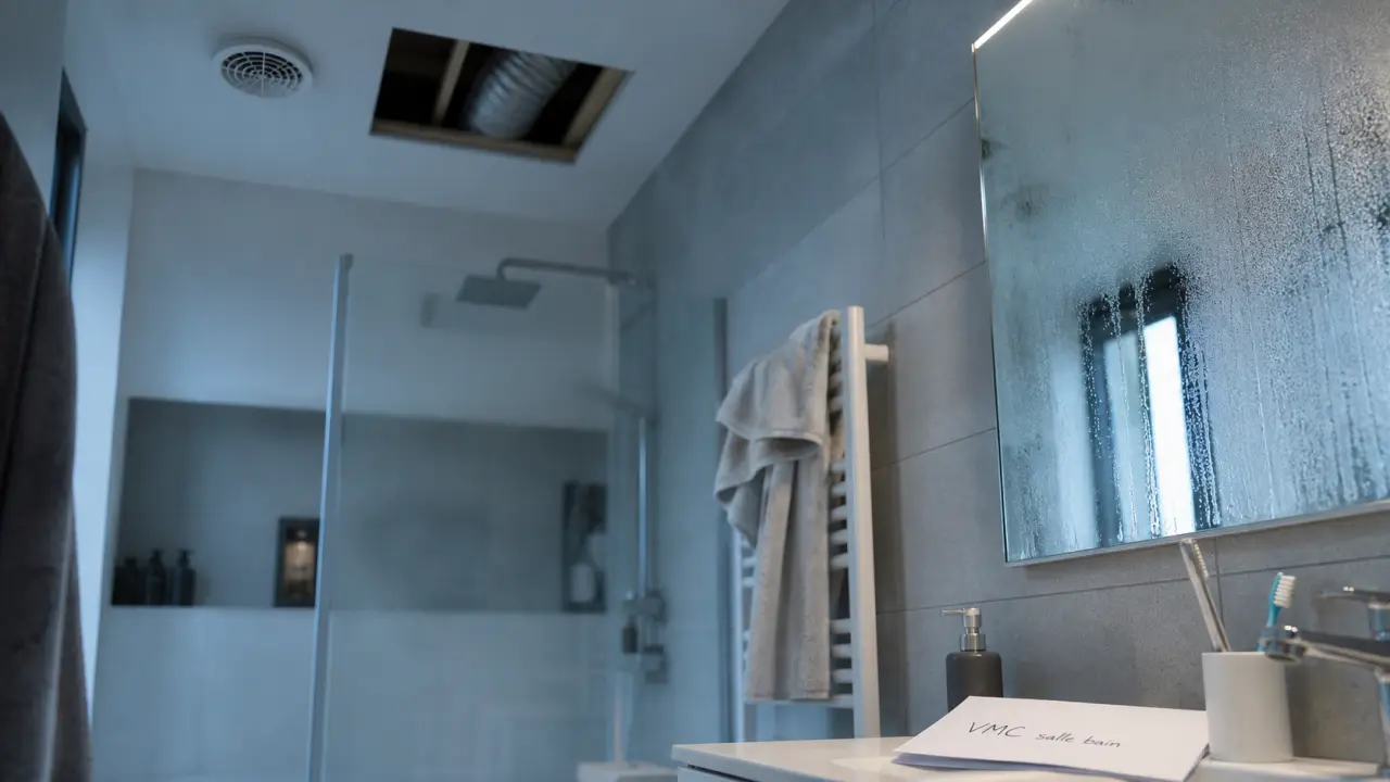 v m c pour salle de bain, bouche d’extraction au plafond