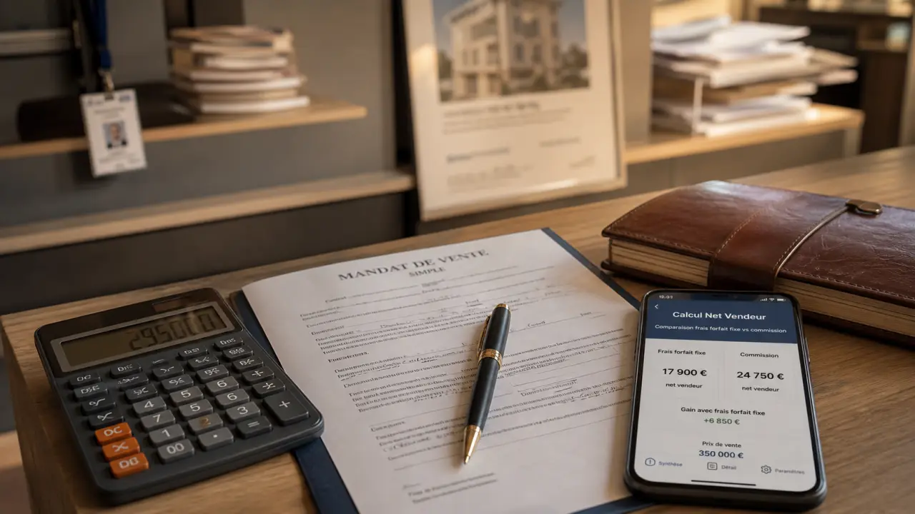 Agence immobiliere frais fixe : calcul net vendeur 2 890 €