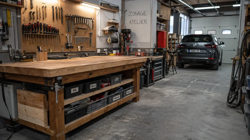 Aménager un atelier dans son garage sans perdre la voiture ni la circulation
