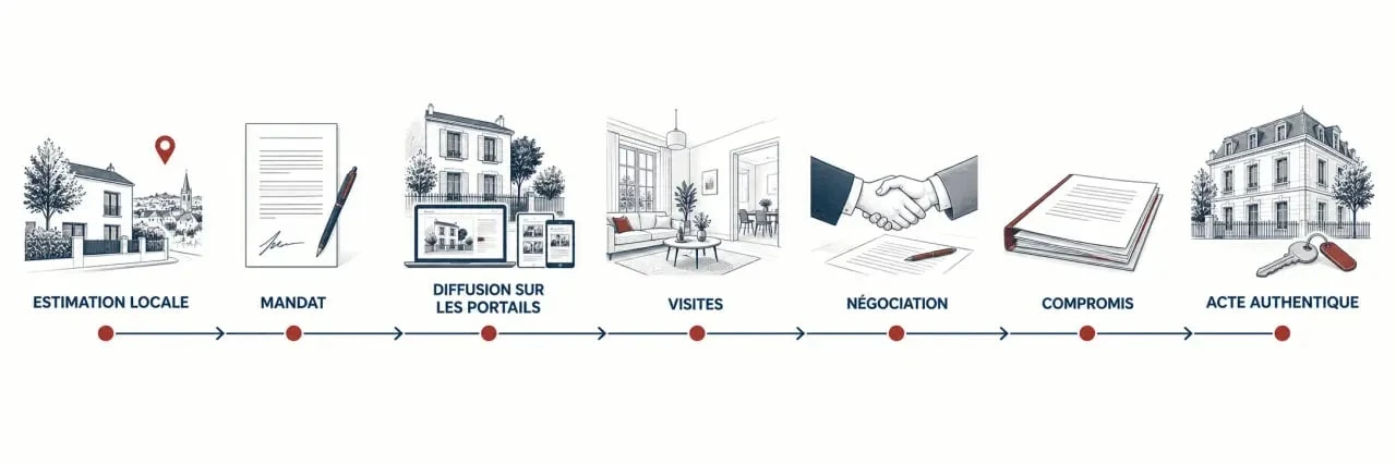 Parcours d’une vente en immobilier en réseau, de l’estimation à l’acte authentique
